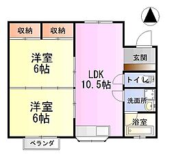 メゾン・ドゥ・シュクル 2LDKの間取図画像