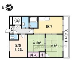 西村マンション 2階3DKの間取り