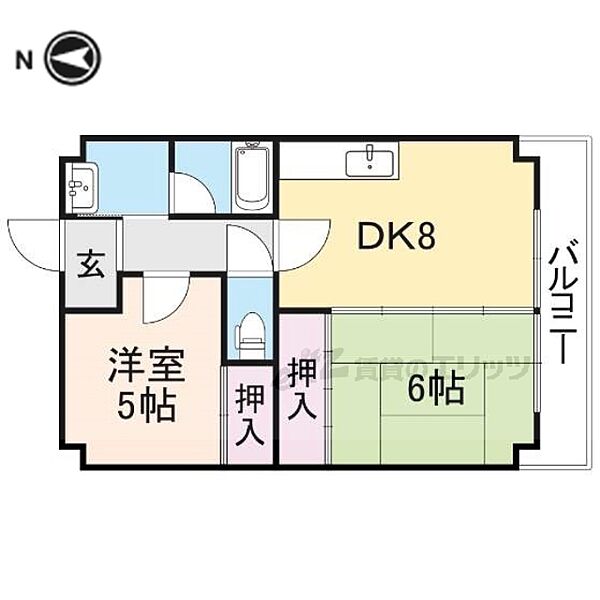 滋賀県大津市和邇中浜(賃貸マンション2DK・3階・43.12㎡)の写真 その2