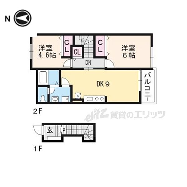 滋賀県大津市和邇今宿(賃貸アパート2LDK・2階・51.67㎡)の写真 その2