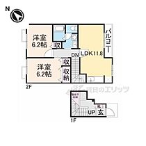 滋賀県東近江市東沖野1丁目（賃貸アパート2LDK・2階・64.43㎡） その2