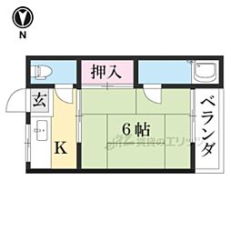 JR東海道・山陽本線 草津駅 徒歩20分の賃貸マンション 2階1Kの間取り