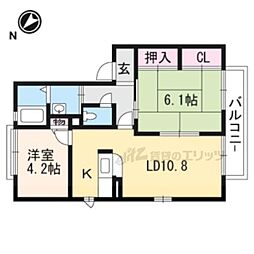 シャーメゾンＶＥＮＴ 2階2LDKの間取り