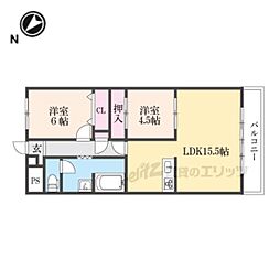 JR東海道・山陽本線 守山駅 3.6kmの賃貸マンション 5階2LDKの間取り