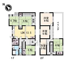 JR東海道・山陽本線 南草津駅 徒歩32分の賃貸一戸建て 1階7LDKの間取り