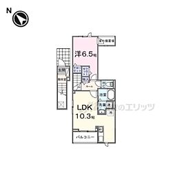 JR東海道・山陽本線 近江八幡駅 バス9分 鷹飼北下車 徒歩8分の賃貸アパート 2階1LDKの間取り