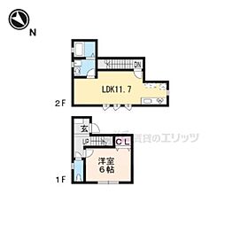 Ｄ-ＨＯＵＳＥ 1階1LDKの間取り