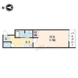 MAISON DOUCE浜大津 3階1Kの間取り
