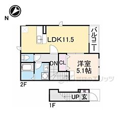 プリムローズ・キャッスル 2階1LDKの間取り