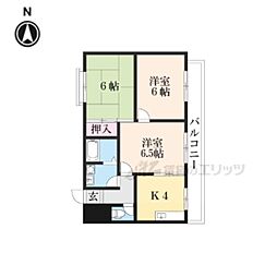 JR湖西線 大津京駅 徒歩7分の賃貸マンション 1階3DKの間取り