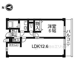 レーベンバンブーIII 2階1LDKの間取り