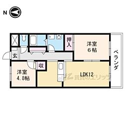 近江鉄道近江本線 桜川駅 徒歩16分の賃貸アパート 2階2LDKの間取り