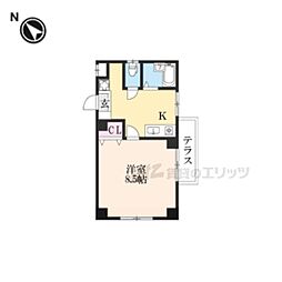 エクセレント中村2号棟 3階1Kの間取り