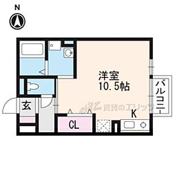 エポックシーマ 2階ワンルームの間取り