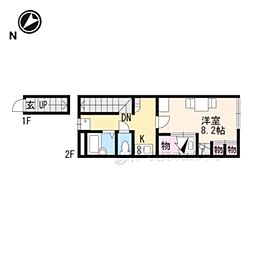 JR東海道・山陽本線 南彦根駅 徒歩9分の賃貸アパート 2階1Kの間取り