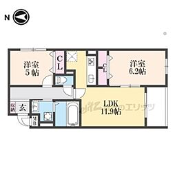ヴェールフォンセ 3階2LDKの間取り