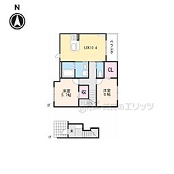 ベルローズ 2階2LDKの間取り