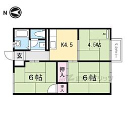 ユニハイム 2階3Kの間取り