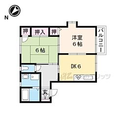 JR東海道・山陽本線 野洲駅 徒歩7分の賃貸アパート 2階2DKの間取り
