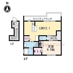 JR東海道・山陽本線 大津駅 徒歩13分の賃貸マンション 2階1LDKの間取り