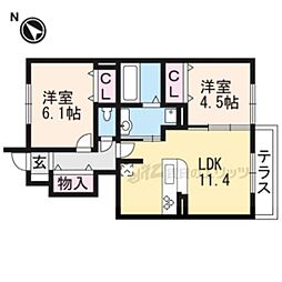 ファミリア 1階2LDKの間取り