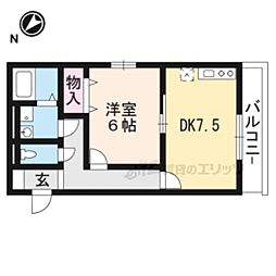 セジュールＡ＆Ｍ 2階1DKの間取り