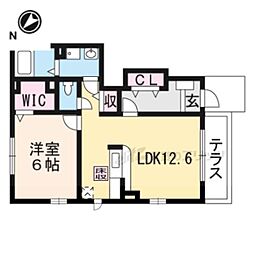 JR草津線 甲西駅 徒歩25分の賃貸アパート 1階1LDKの間取り