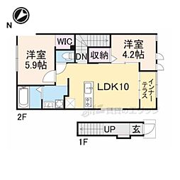 ルナ・カーサ 2階2LDKの間取り