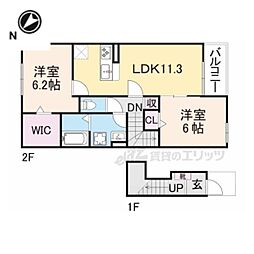シエーネ 2階2LDKの間取り