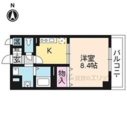 JR湖西線 大津京駅 徒歩7分の賃貸マンション 1階1Kの間取り