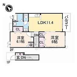 ＳｕｂａｒｕIII番館 2階2LDKの間取り