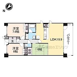 JR東海道・山陽本線 膳所駅 徒歩4分の賃貸マンション 3階3LDKの間取り