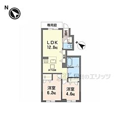 シャーメゾンプレミアスII 1階2LDKの間取り