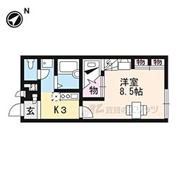 レオパレス湖月 1Kの間取図画像