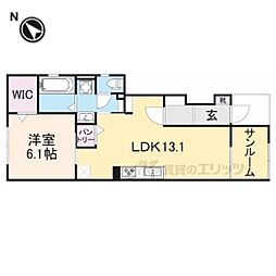 フォレスト五個荘 1LDKの間取図画像