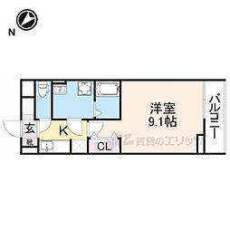 近江八幡市土田町アパート 1Kの間取図画像