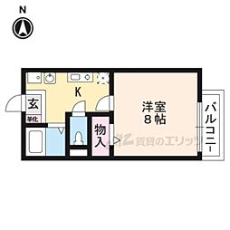ウイングヒルズ笠山1号棟 1Kの間取図画像