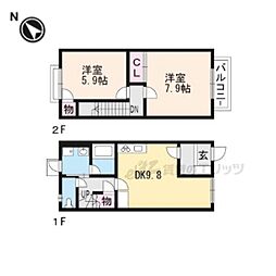開の里2 2LDKの間取図画像