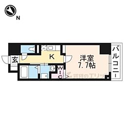 AZレジデンス草津本陣 1Kの間取図画像