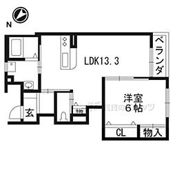 UnivalyPUREROSE 1LDKの間取図画像