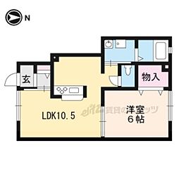 プリミエールかがやきの丘D 1LDKの間取図画像
