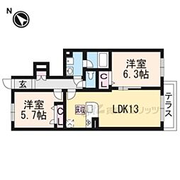 プレミール日吉 2LDKの間取図画像