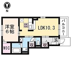 カルム・メゾン 1LDKの間取図画像