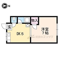第2西山ハイツ 1DKの間取図画像