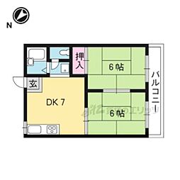 大橋アパート 2DKの間取図画像