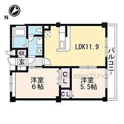 甲西サンライフA 2LDKの間取図画像