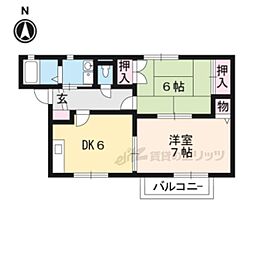ラパ下阪本B 2DKの間取図画像