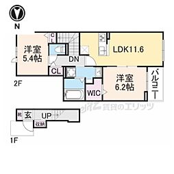 ブライトピアニー 2LDKの間取図画像