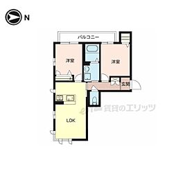 AileS棟 2LDKの間取図画像