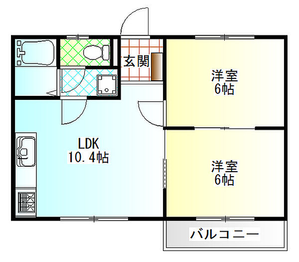 メゾン城山 102｜神奈川県小田原市城山１丁目(賃貸マンション2LDK・1階・41.86㎡)の写真 その2